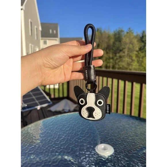 Cute Boston Terrier Puppy Dog Faux leather Keychain & Bag Charm NEW - Picture 7 of 8